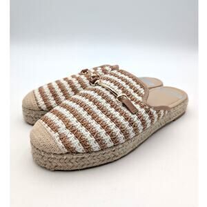 Rag & Co Himari Raffia Slip-On Mules Closed Toe Women's Brown Size US8.5 EU39.5